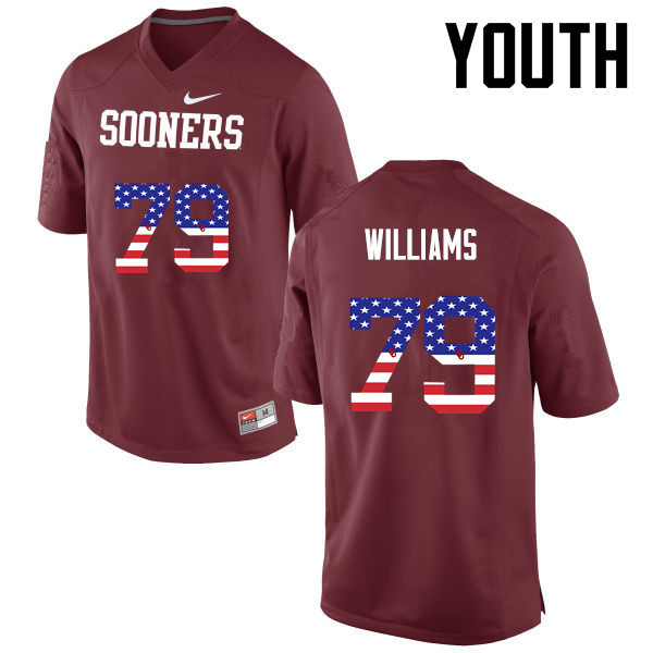 Youth Oklahoma Sooners #79 Daryl Williams College Football USA Flag Fashion Jerseys-Crimson